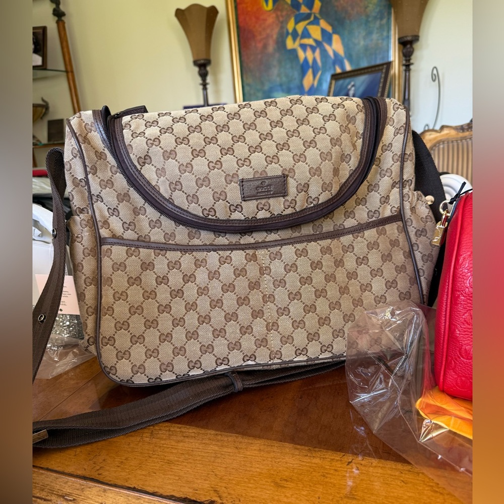 Gucci Brown Monogram Diaper Bag